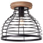 Brilliant Avia Ceiling Light Metal Wood Black | 300mm - Suitable for 1x E27