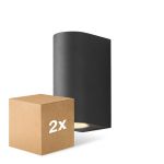 Multipack 2x D'Lite Wall Light Vossem Aluminium Black Up & Down| IP54 - Suitable For 2x GU10